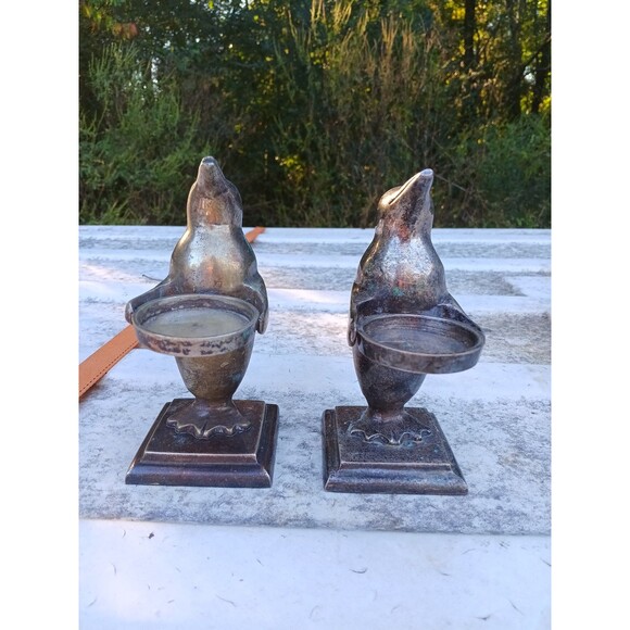 Set of Two Silver Penguin Candle Holders - Picture 5 of 6
